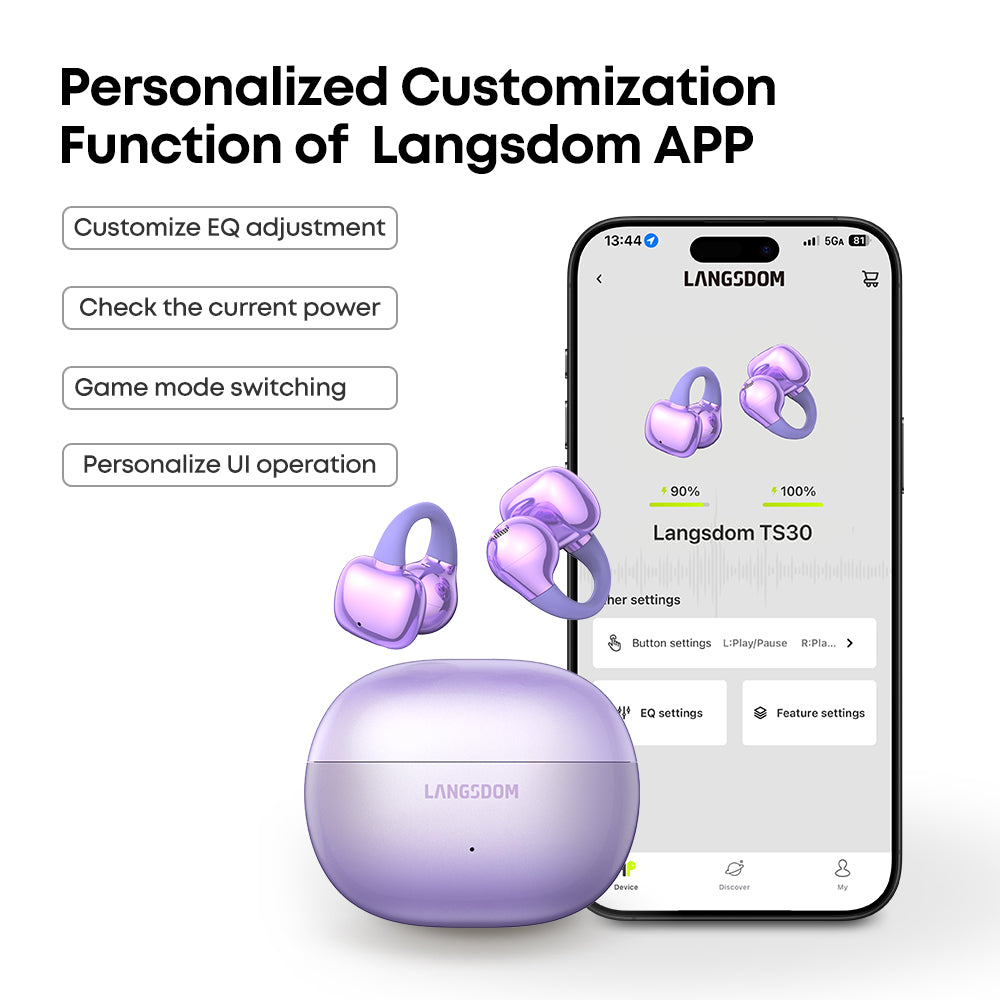 LANGSDOM TS30 - Sleek Clip-On Open-Ear Earbuds