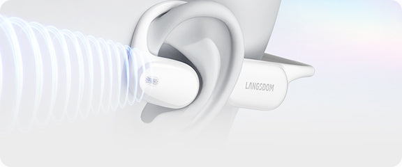 AirWave Pro2 open-ear headphones designed to sit outside the ear canal