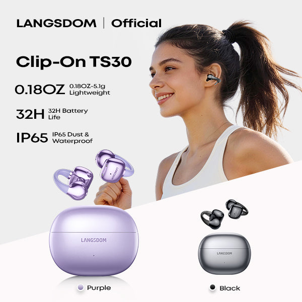 LANGSDOM TS30 - Sleek Clip-On Open-Ear Earbuds
